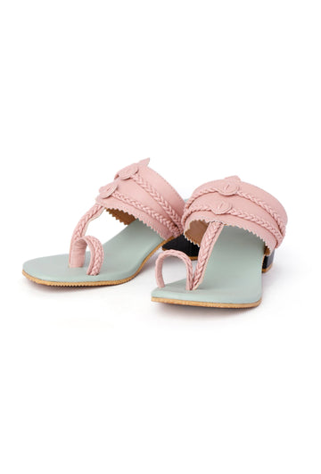 Elegant pastel heels in pink and blue, vegan-friendly